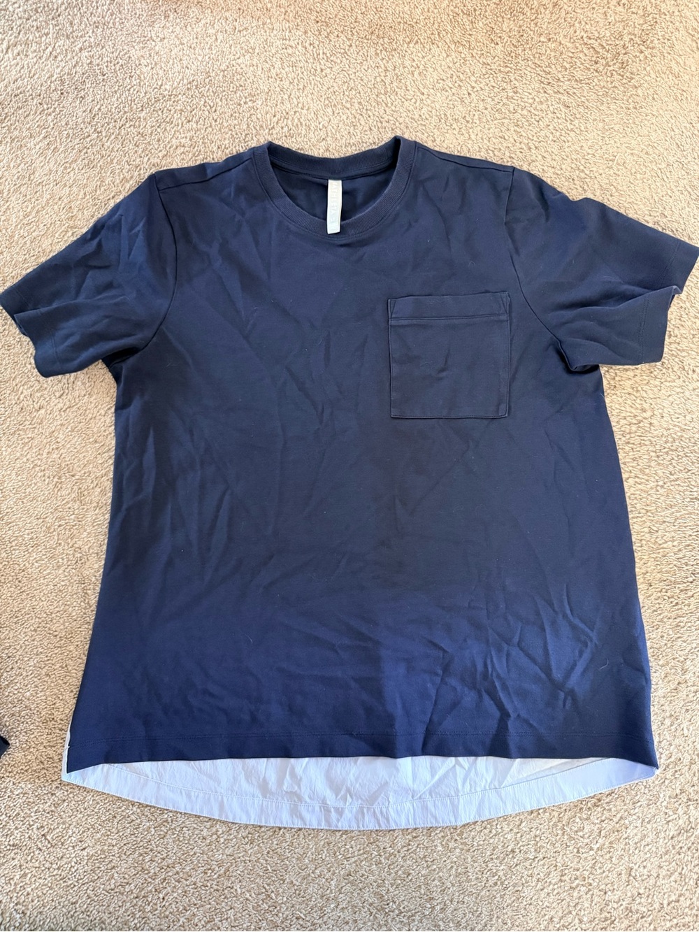 Athleta Women’s Two Tone  Navy Short-Sleeve Pocket Tee Size LT